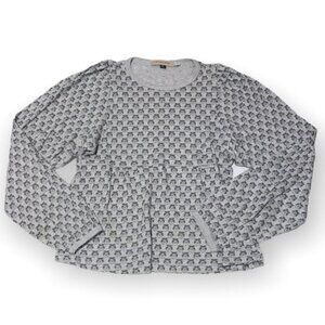 See by Chloe gray owl peplum long sleeves cotton top size 6